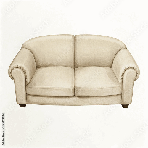 Pigment Lounge Living room sofa cream isolated watercolor vector illustration svg