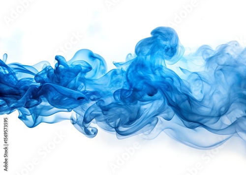 Abstract Blue Smoke or Ink on White Background for Design Elements