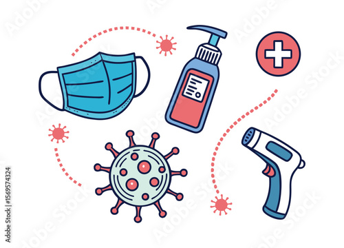 Essential items for protection and prevention against viruses and infections in a pandemic.