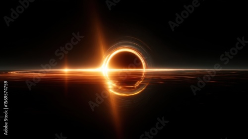 Cosmic Cascade: Witness the mesmerizing beauty of a black hole against a pitch-black cosmos, radiating golden light and evoking the mysteries of the universe.