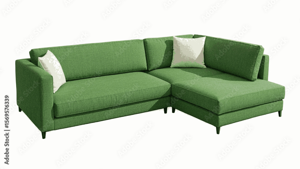 Fototapeta premium Room Whisper Living room sofa green isolated watercolor vector illustration svg