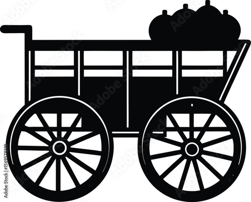 Hay ride wagon silhouette vector illustration