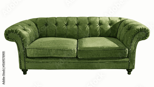 Stillness Room Living room sofa green isolated watercolor vector illustration svg