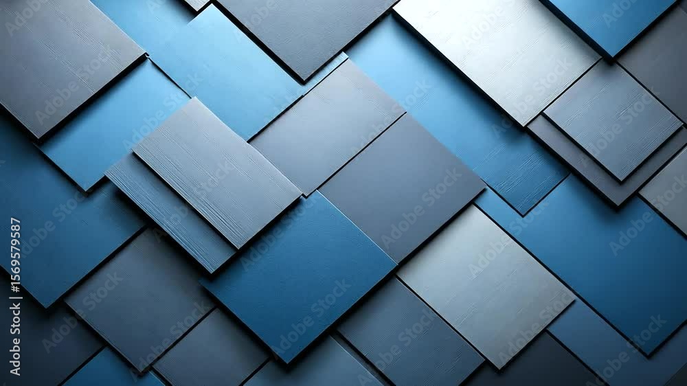 Abstract blue geometric pattern background with modern design and layered tiles effect