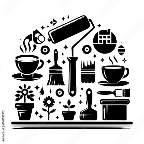 Creative home renovation with coffee and plants