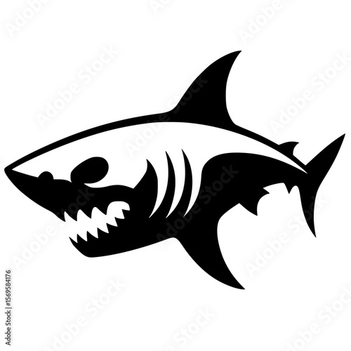 Fierce shark logo silhouette