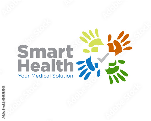 hand smart health logo designs for medical consult and service