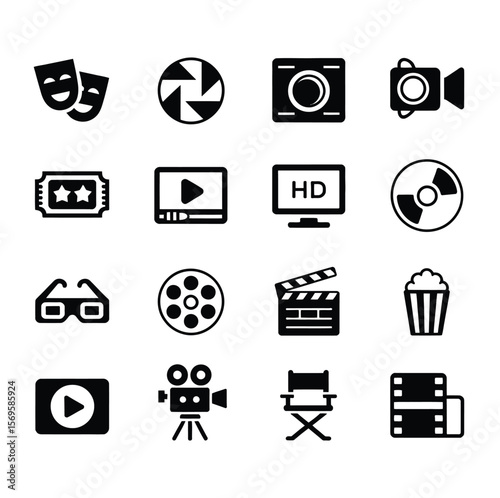 Cinema icons cinema set silhouette icons