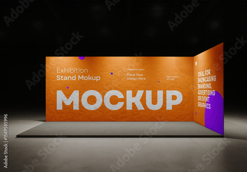 Exhibition Stand Mockup with Spotlight – Ideal Scene for Event Branding, Trade Shows or Visual Presentations