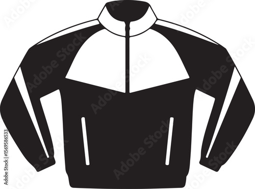 Black and white athletic jacket silhouette with white panels sportswear outerwear