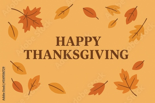 Autumn leaves framing happy thanksgiving greeting fall