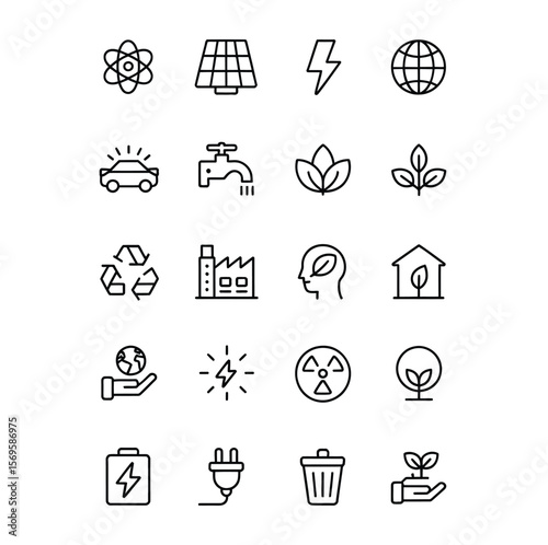 Renewable energy vector icon. Green energy illustration sign or symbol. Pro Vector