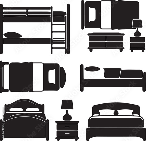 Bunk bed single beds nightstands and lamps silhouette double bed