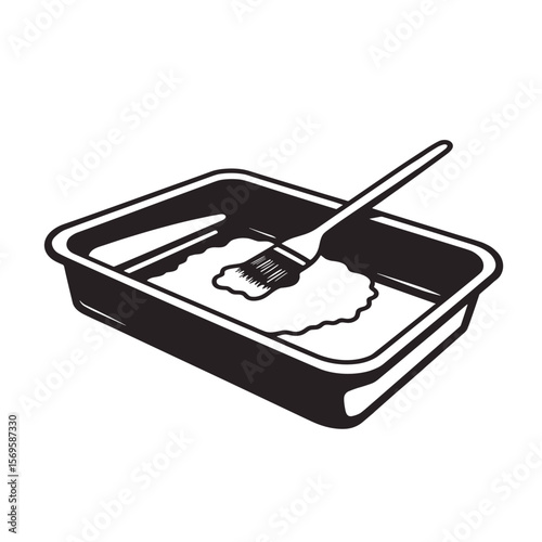 Baking tray with batter and brush for food preparation  