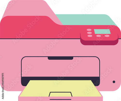 Vector illustration of a printer icon, a symbol of office technology for web and business document printing