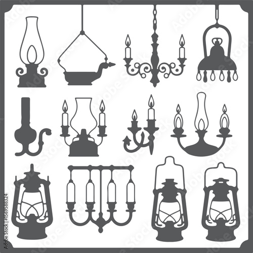 Vintage lighting collection silhouette antique lamp