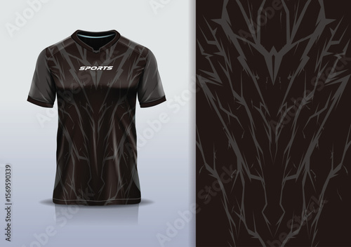 Sport jersey template mockup lightning thunderbolt texture grunge rustic abstract vector design for football soccer, racing, running, e sports, gray black color