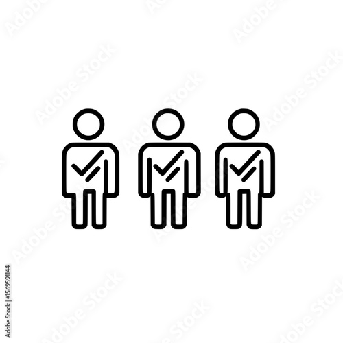 Silhouette of Three People with Check Mark for Verified Group Membership or Collaboration