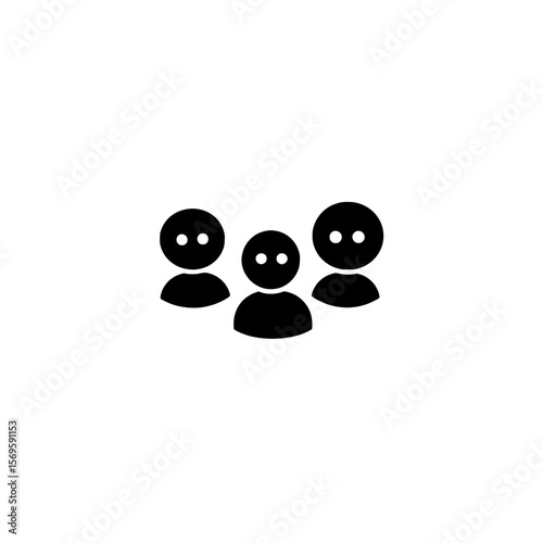 Vector Icon of Three User Profiles Representing Team Collaboration or Social Group Community