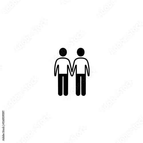 Minimalist Icon of Two Persons Standing Side by Side Indicating Bonding or Partnership Concept