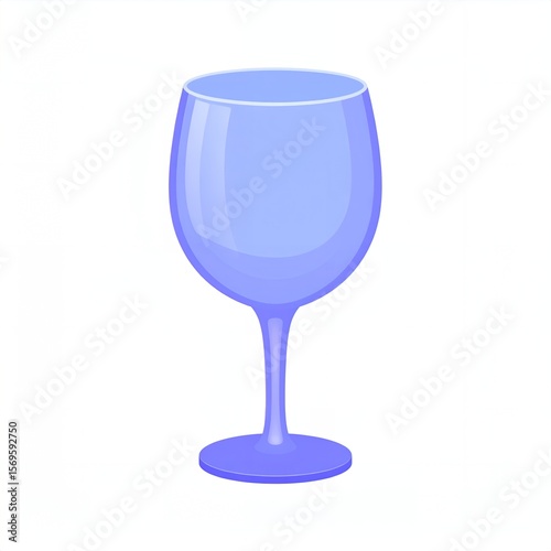 An isolated illustration of a transparent wine glass with a stem, showcasing a gradient of soft blue hues and simple, clean design on a white background.