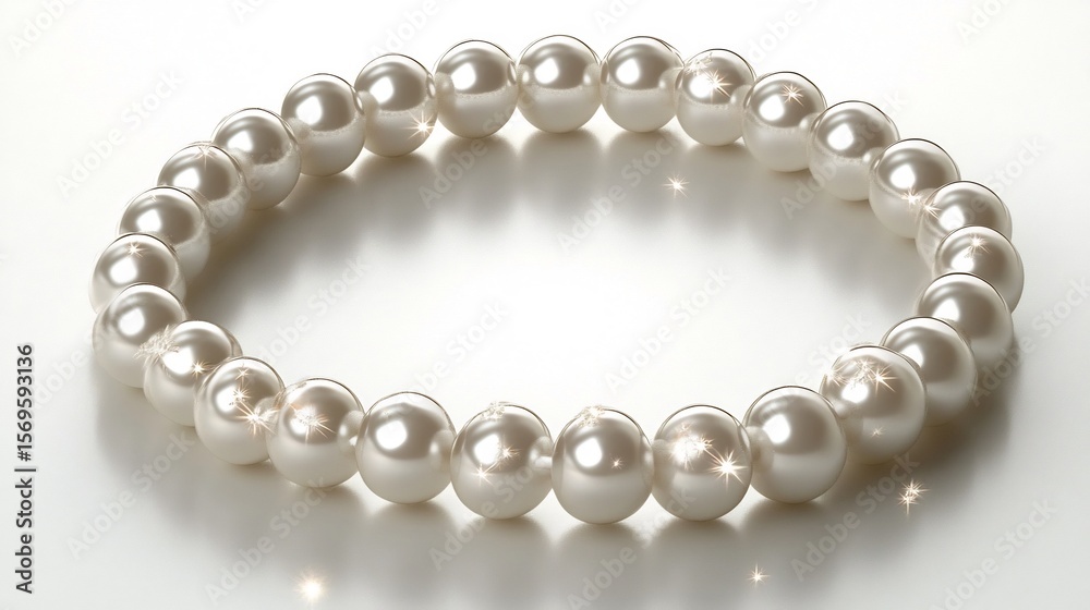 Obraz premium Close up of a luxurious pearl necklace showcasing the elegant and sophisticated beauty of the precious gemstones