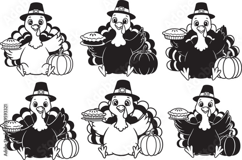 Chicken Turkey Thanksgiving Cartoon Animal silhouette