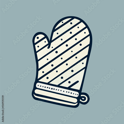 Oven Mitt Icon. Flat Isolated. Graphic Vector Symbol Outline Style equipment illustraion