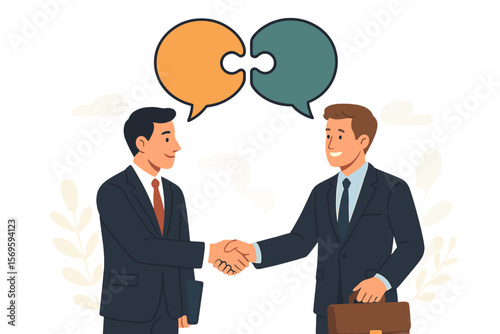 Businessmen Handshake, Successful Communication, Partnership Agreement, Solution Discussion, Interview, Perfect Match Connection, Business Deal, Collaboration Concept, Teamwork, Negotiation