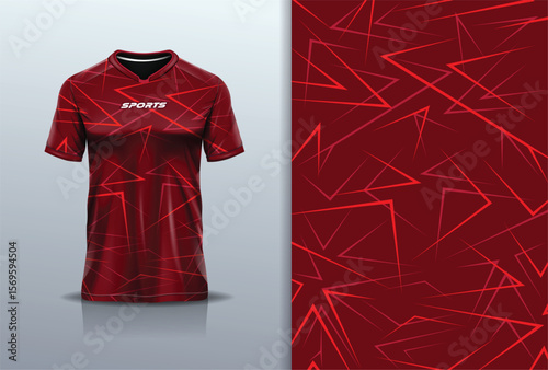 Sport jersey design template mockup sharp line for football soccer, running, esports, red maroon color
