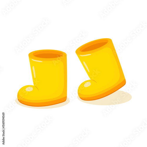 Yellow rubber boots illustration. Design perfect for children's clothing seasonal decor or weather-themed products. Ideal for autumn, rainy day, or springtime concepts.