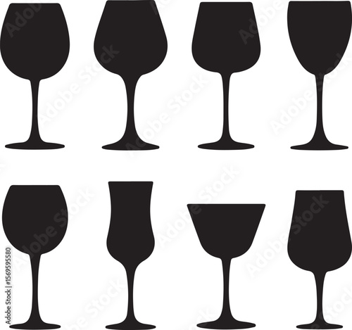 Various stemmed glassware silhouettes wine glasses cocktail glasses
