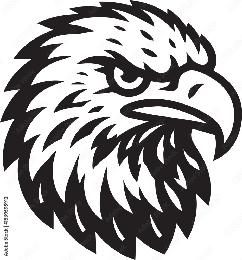 Obraz premium Majestic Eagle Silhouette Vector in Black and White | Wildlife Art Print