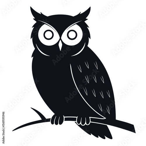 Elegant Owl Silhouette Vector Illustration in Monochrome Style