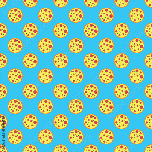 Seamless Pattern of Pizza Illustration.