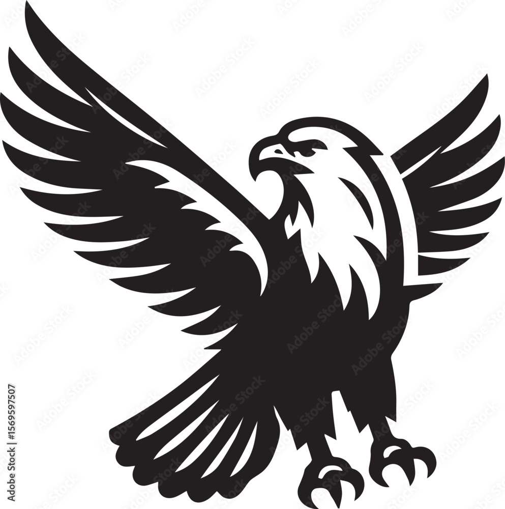 Obraz premium Majestic Eagle Silhouette Vector in Black and White | Wildlife Art Print