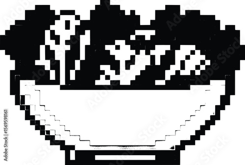 Pixel Art of a Kitchen Tool in a Vibrant Cooking Environment