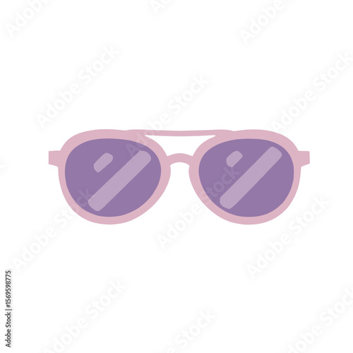 Pink sunglasses with purple lenses in minimalistic style  