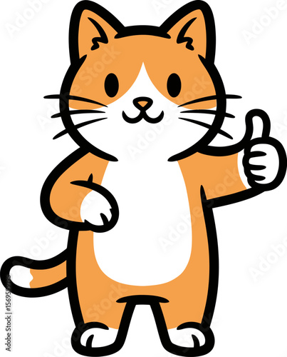 Cute Orange Cat Giving Thumbs Up Approval