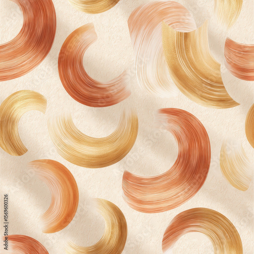 Elegant Seamless Pattern of Freestyle Henna Strokes and Curves in Warm Earthy Tones on Light Background