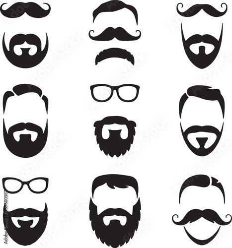 Black silhouette facial hair and glasses mustache beard