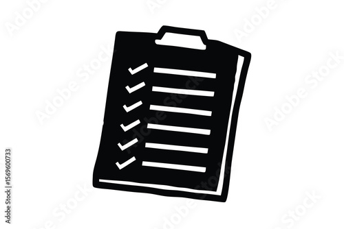 Black and white checklist with checkmarks and horizontal lines