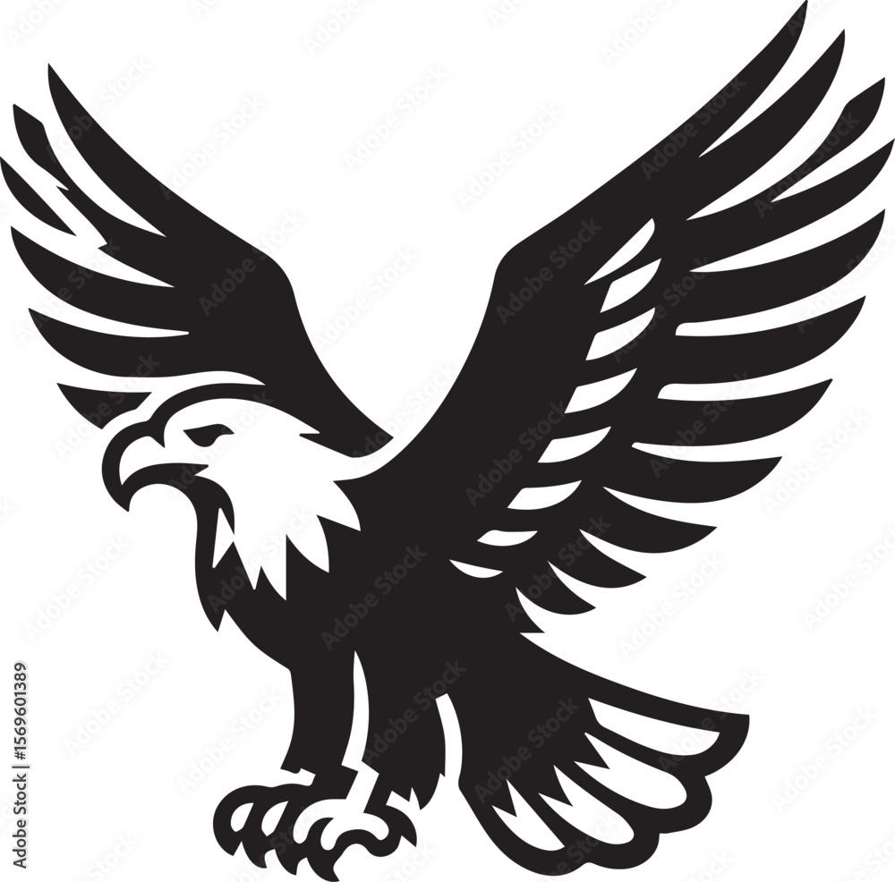 Obraz premium Majestic Eagle Silhouette Vector in Black and White | Wildlife Art Print