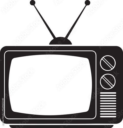 Vintage television with antennas and controls retro tv analog television