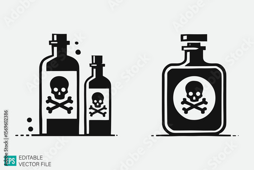 poison bottle illustration vector black and white background templates