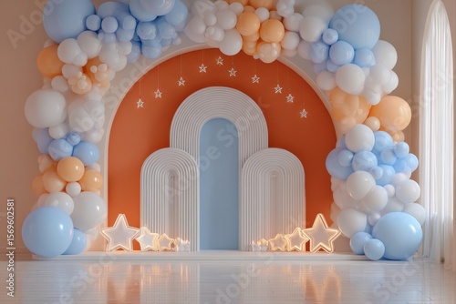 Decorative Balloon Arch. Colorful balloon arrangement for celebrations.
