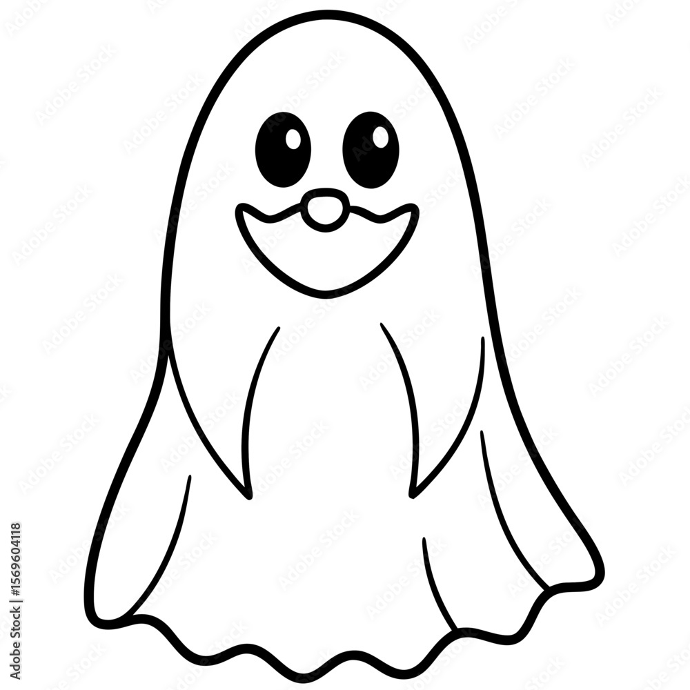 Obraz premium Cute Ghost Outline Vector