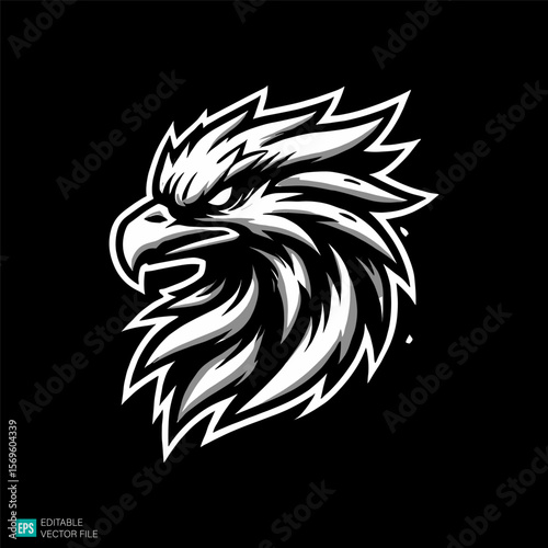Wallpaper Mural eagle head with water splash  illustration style vector black and white background templates Torontodigital.ca