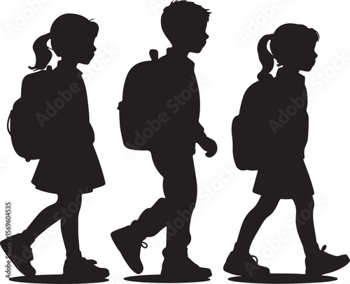 Children walking with backpacks school students