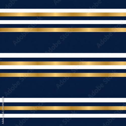 Elegant Seamless Pattern of Horizontal Stripes in Navy Blue with Gold Accents for Versatile Design Projects